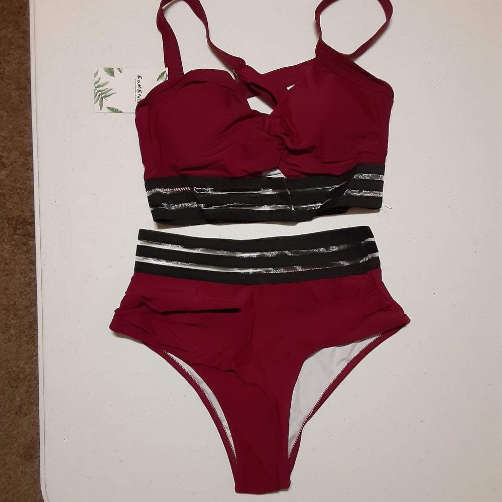 Eomenie Wine Red 2 Piece Bikini